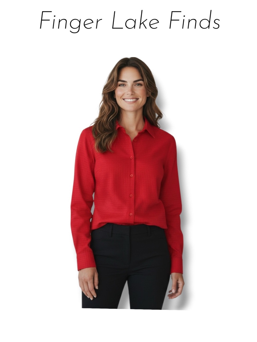 Chico's Red Button-Down No-Iron Women's Shirt, L